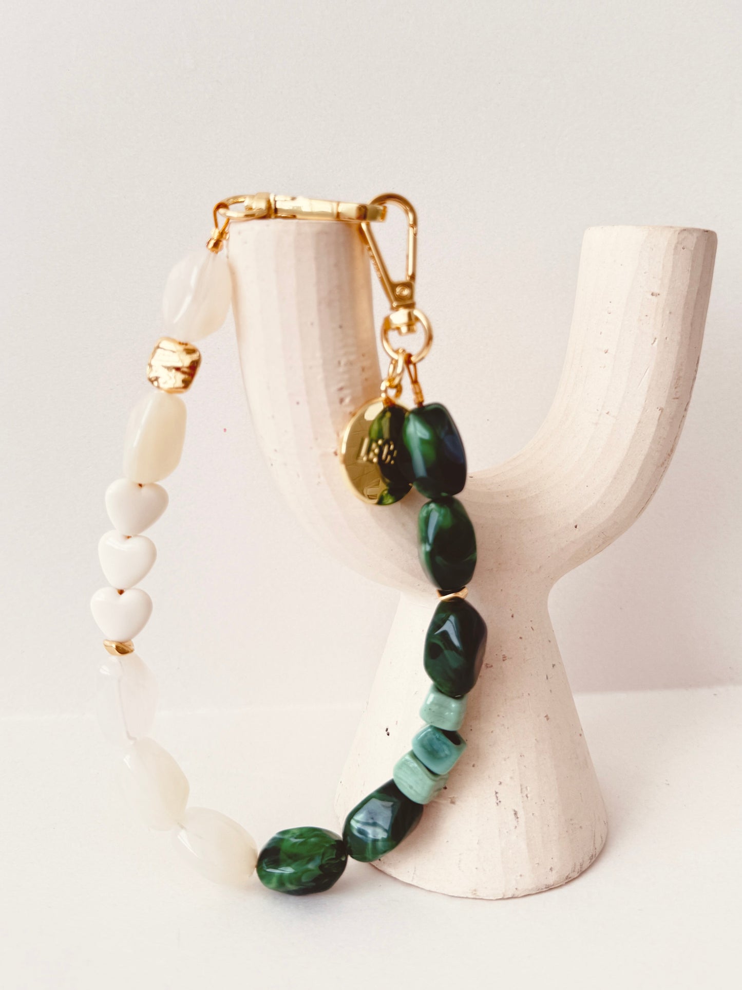 Green Tea Beaded Wristy Phone Strap