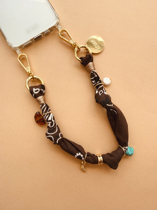Wristy Phone Strap - Chocolate Bandana