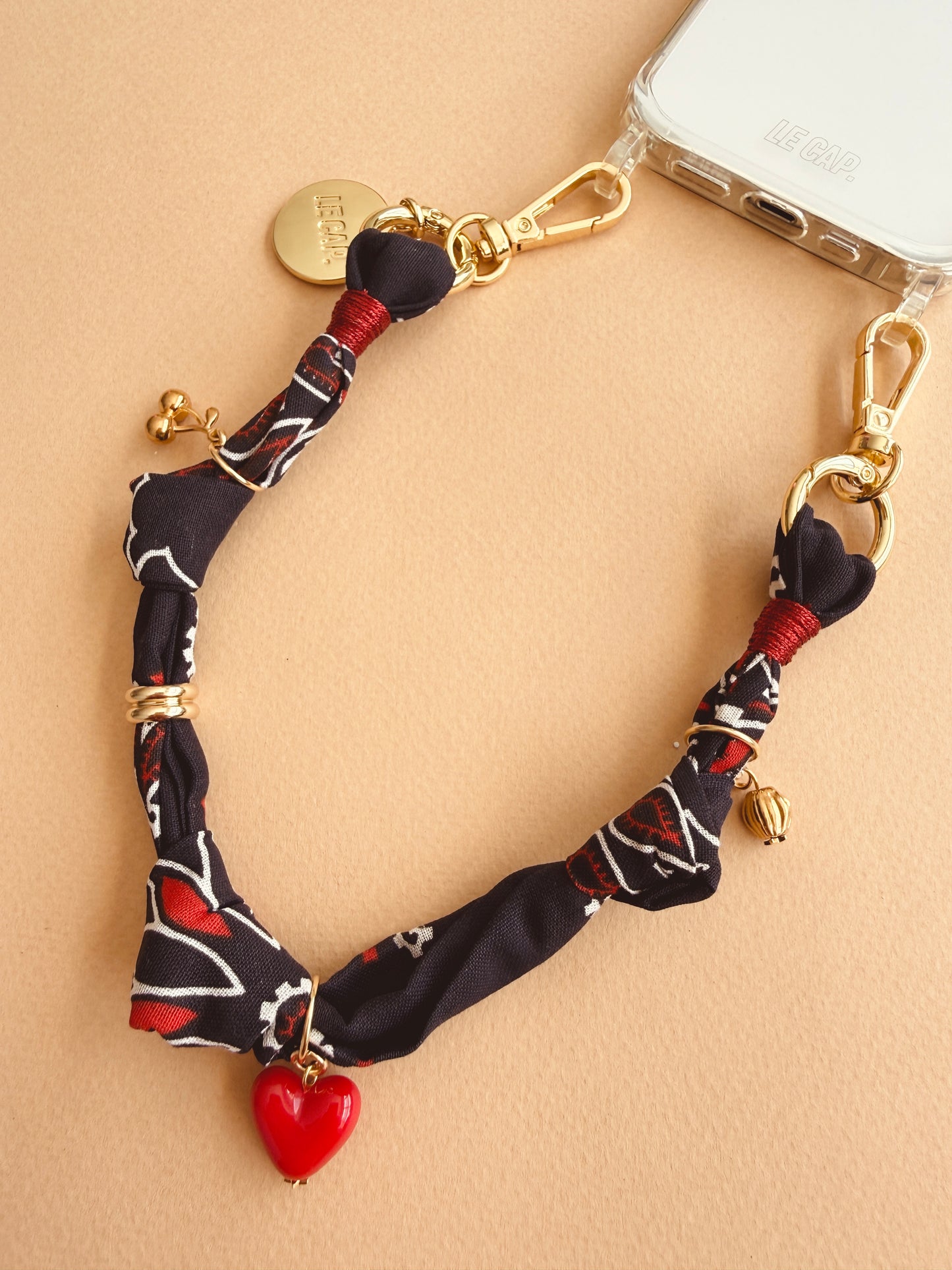 Wristy Phone Strap - Navy/Red Bandana