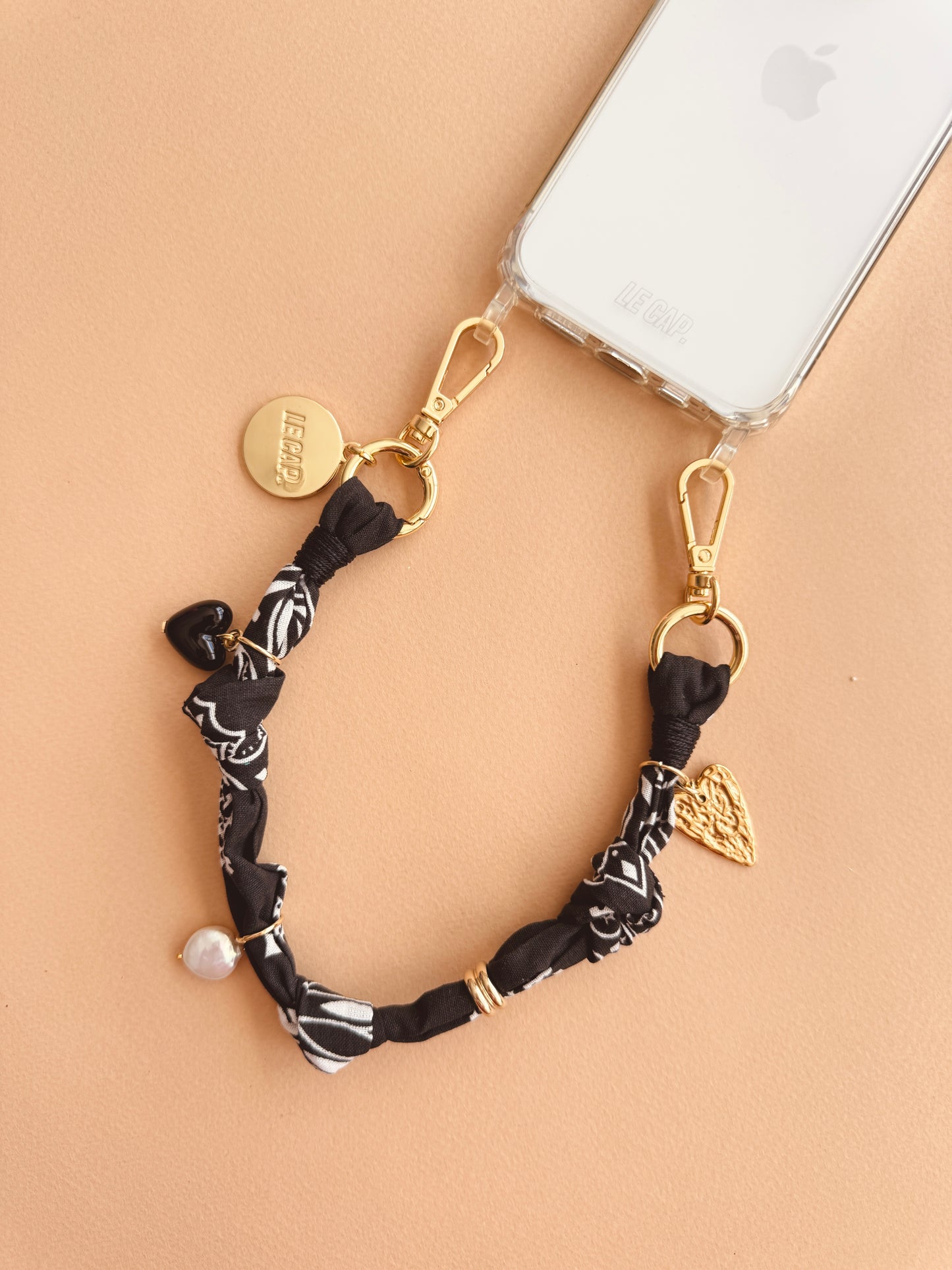 Black Bandana Charm Wristy Phone Strap