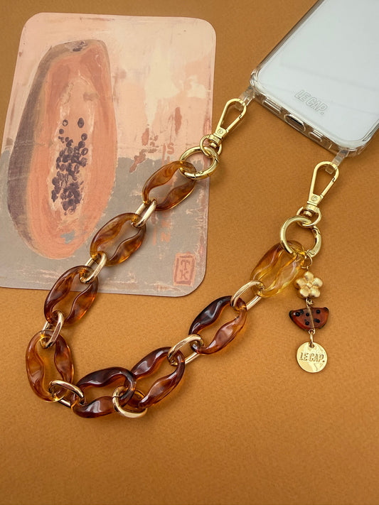 Cabasa | Tortoise-shell Super-light Acrylic & Metal Wristy Phone Strap