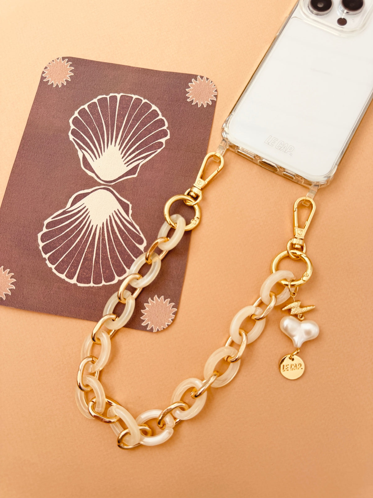 Marimba | Cream Toffee Super-light Acrylic & Metal Wristy Phone Strap