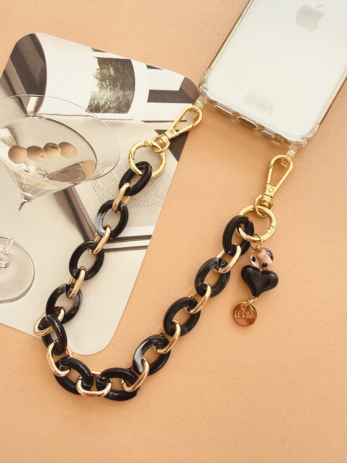 Samba | Black Super-light Acrylic & Metal Wristy Phone Strap