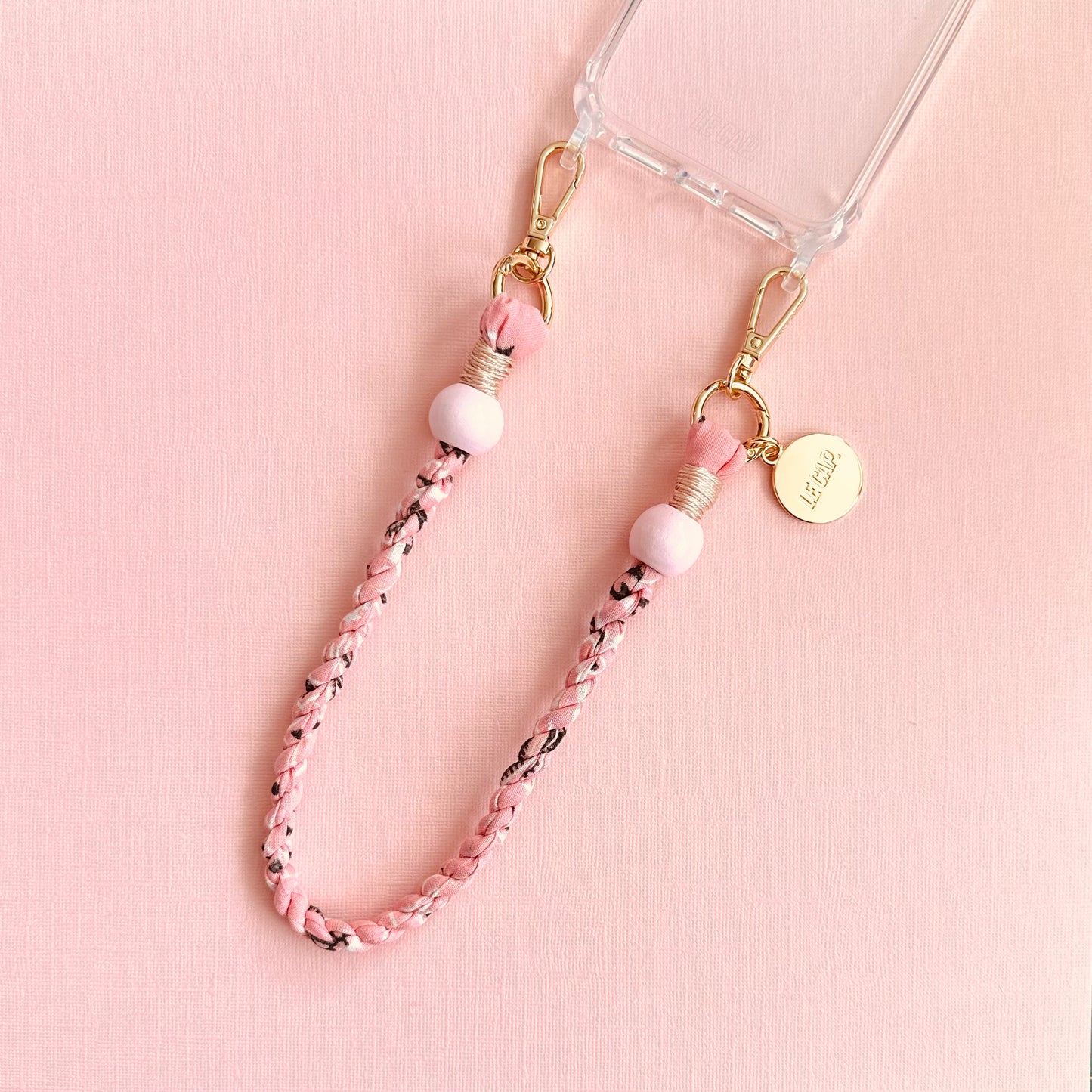 Rose Pink Bandana Fabric Wristy Phone Strap