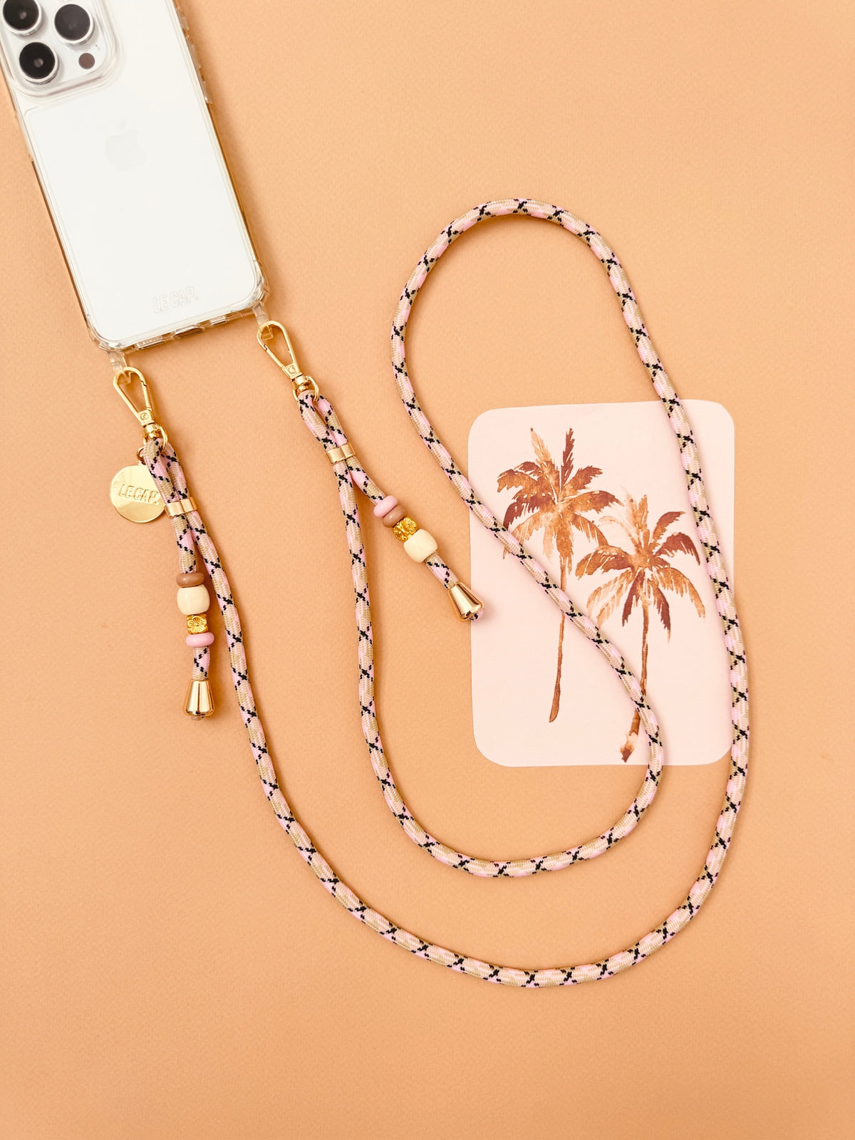 Maia | Beige Pink Black Crossbody Cord Strap