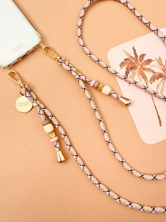 Maia | Beige Pink Black Crossbody Cord Strap