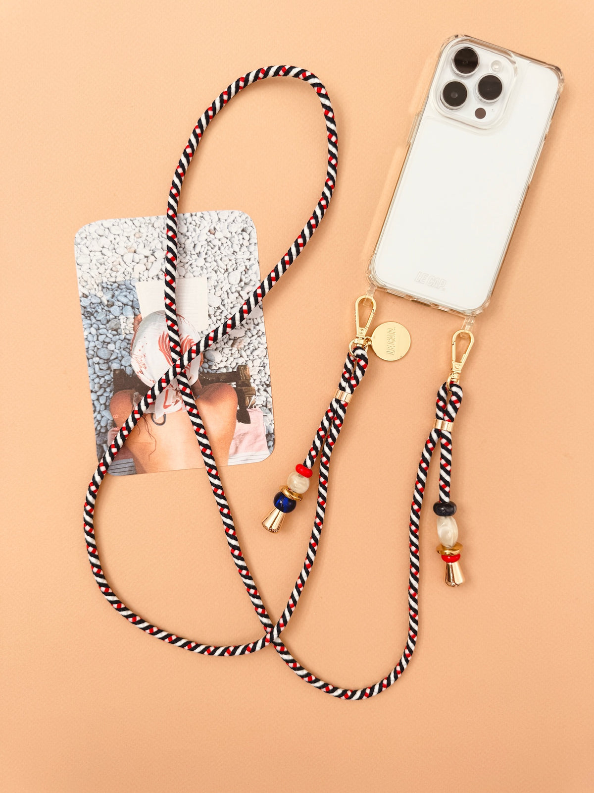 Capella | Navy Red White Crossbody Cord Strap