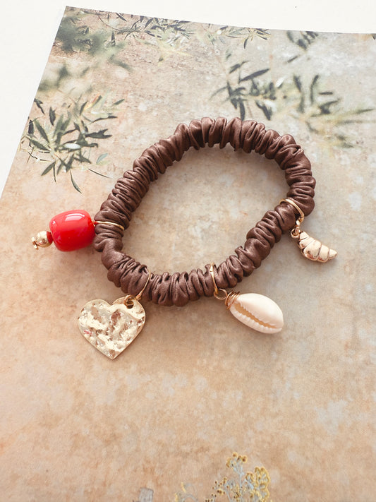Charmie Silk Scrunchie - Chocolate Brown