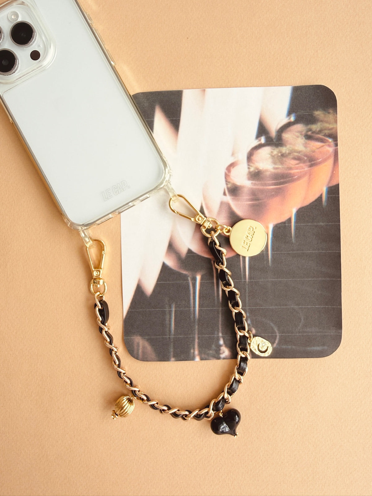 Black Charm Chain Wrist Phone Strap