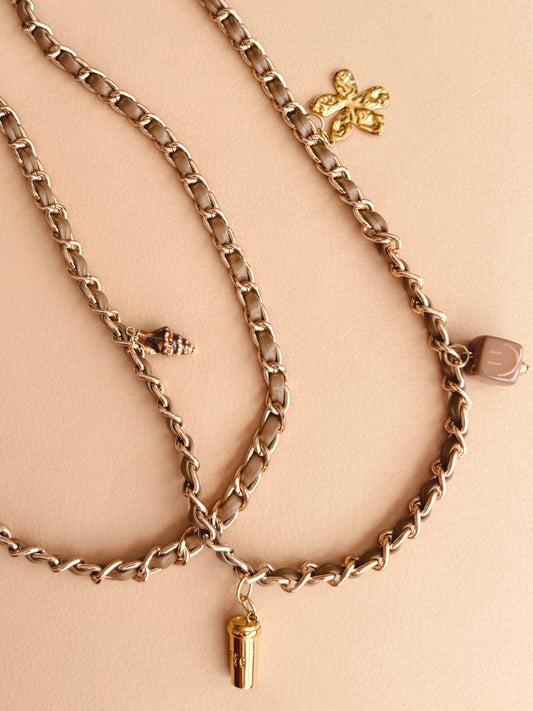 Le Cap Crossbody Chain Phone Strap Latte light brown tan colour