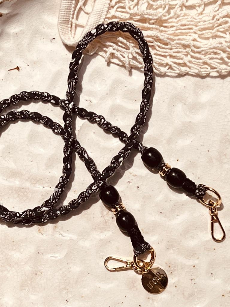 Black Bandana Crossbody Phone Strap