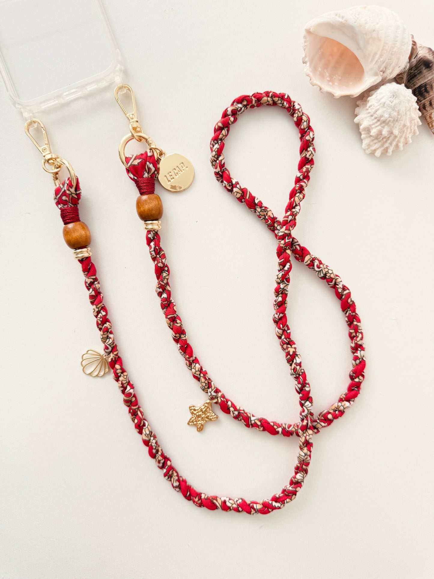 Red Floral Crossbody Phone Strap