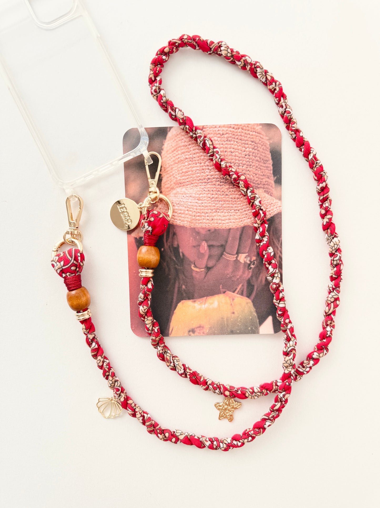 Red Floral Crossbody Phone Strap