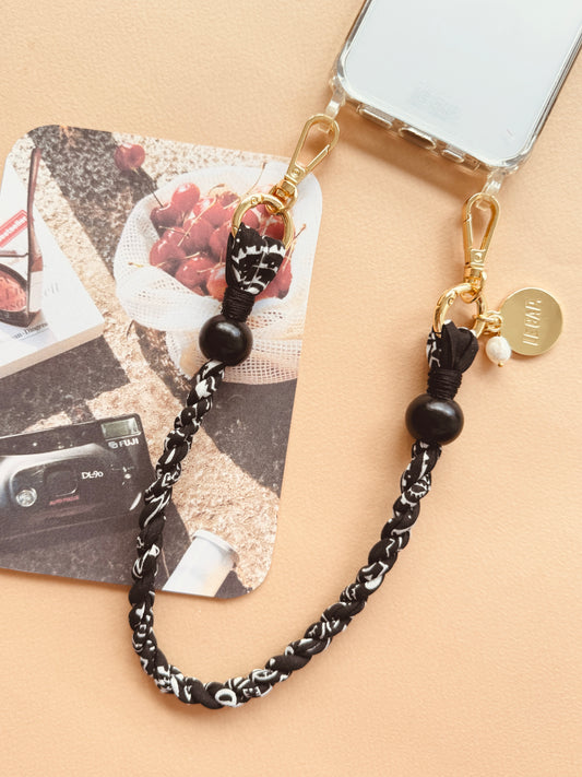 Black Bandana Wristy Phone Strap