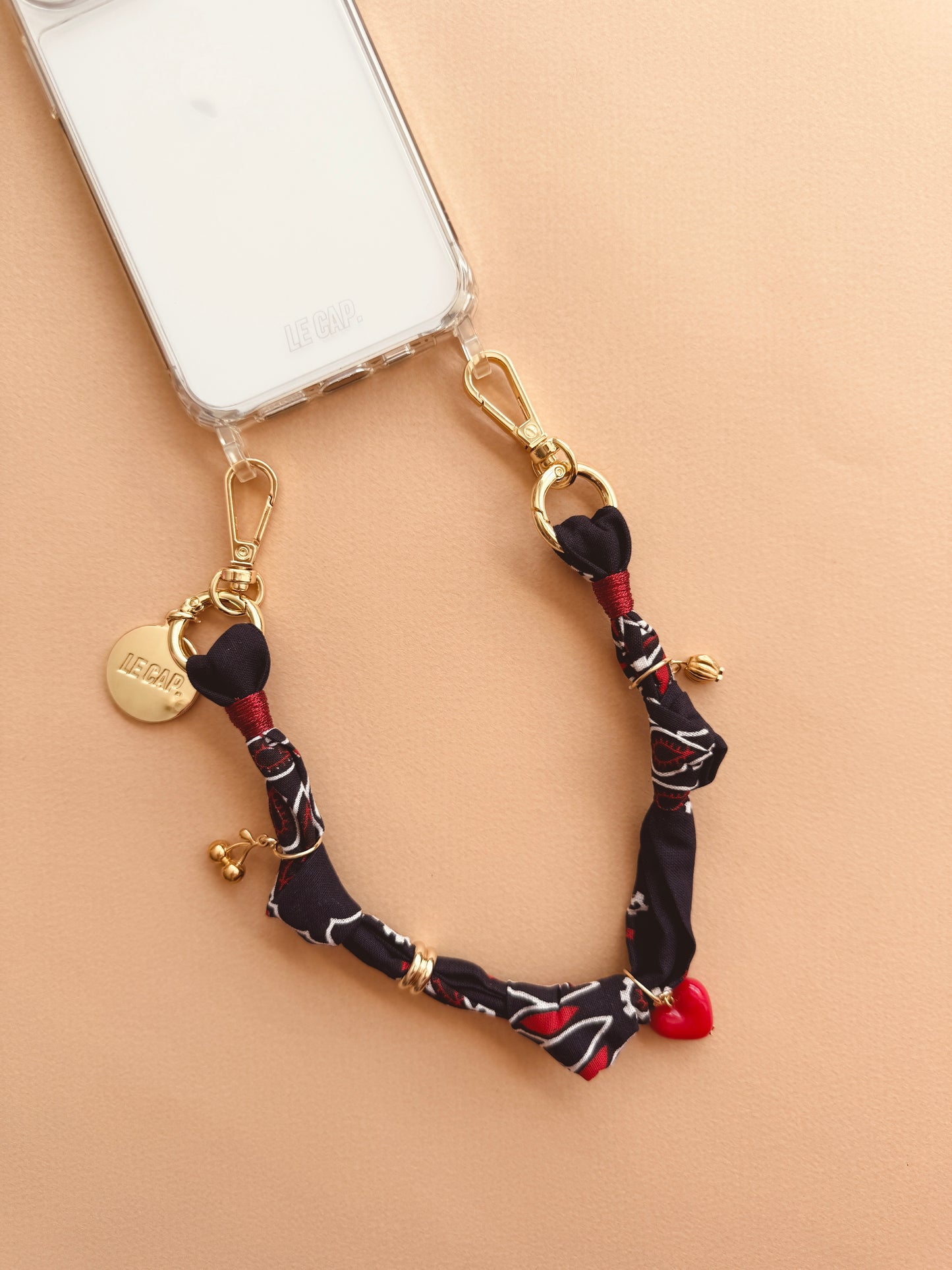 Wristy Phone Strap - Navy/Red Bandana