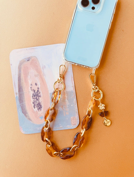 Cabasa | Tortoise-shell Super-light Acrylic & Metal Wristy Phone Strap