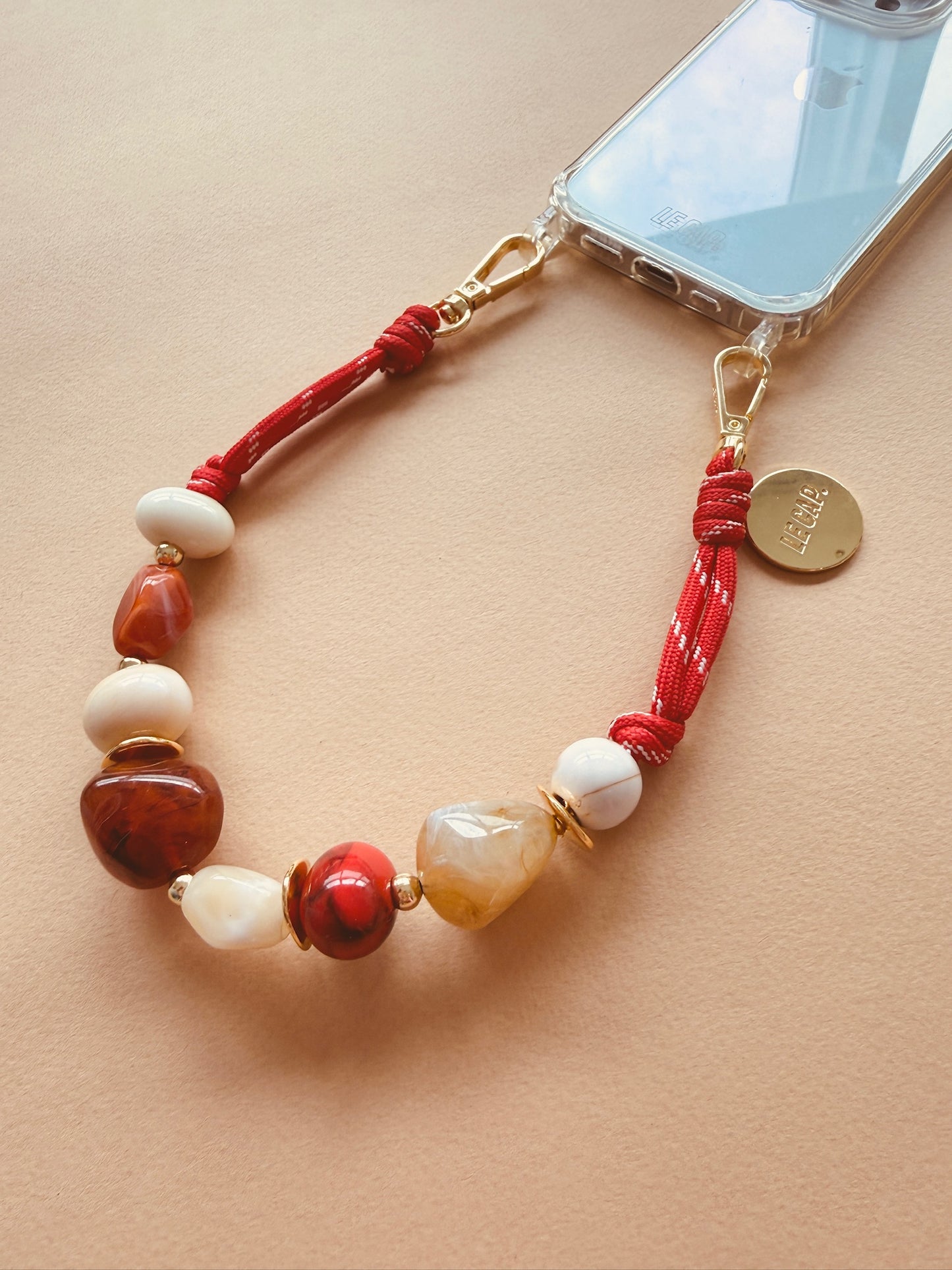 Cherrywood Paracord Beaded Wrist Strap