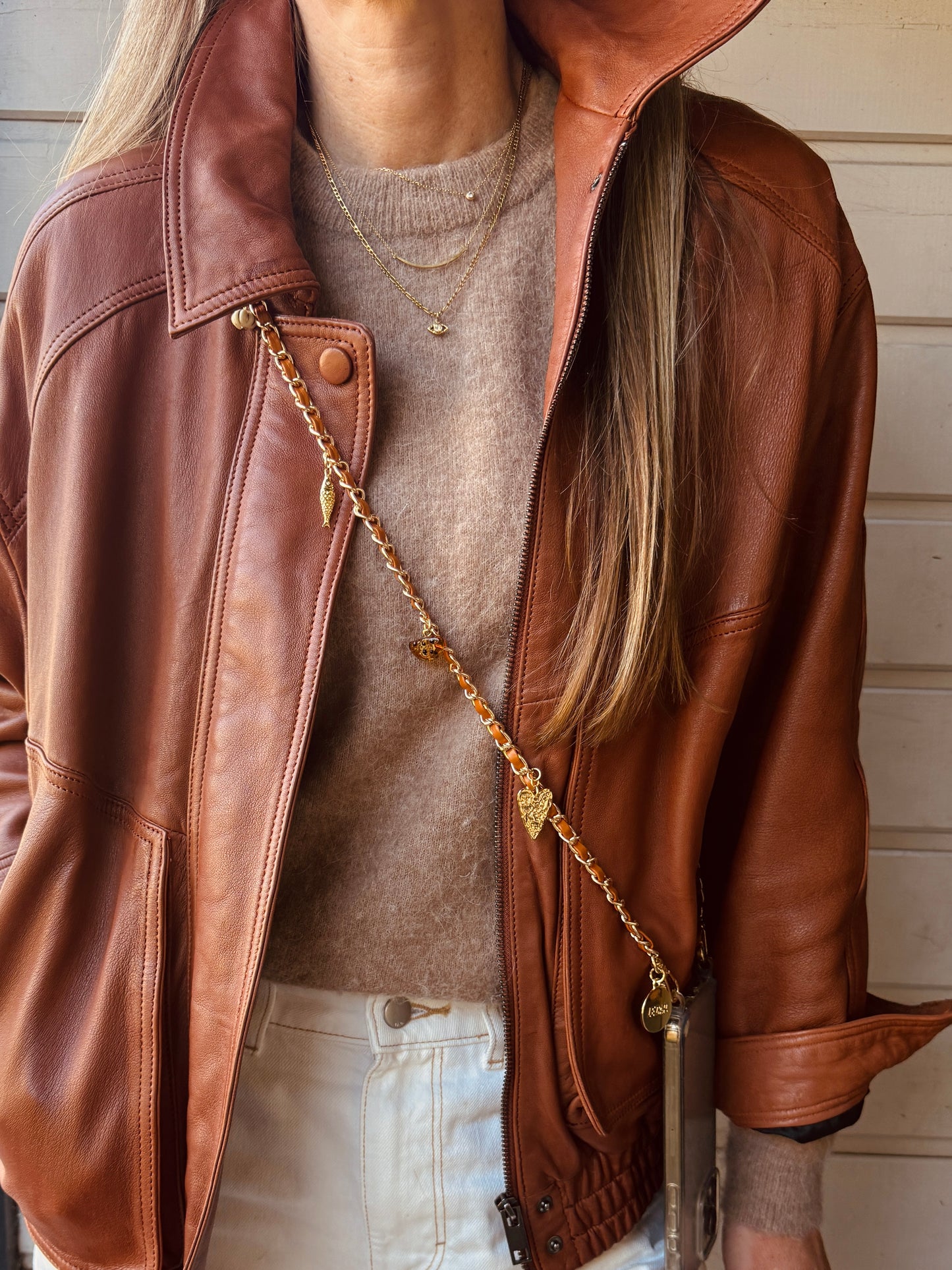 Caramel Charm Chain Crossbody Phone Strap