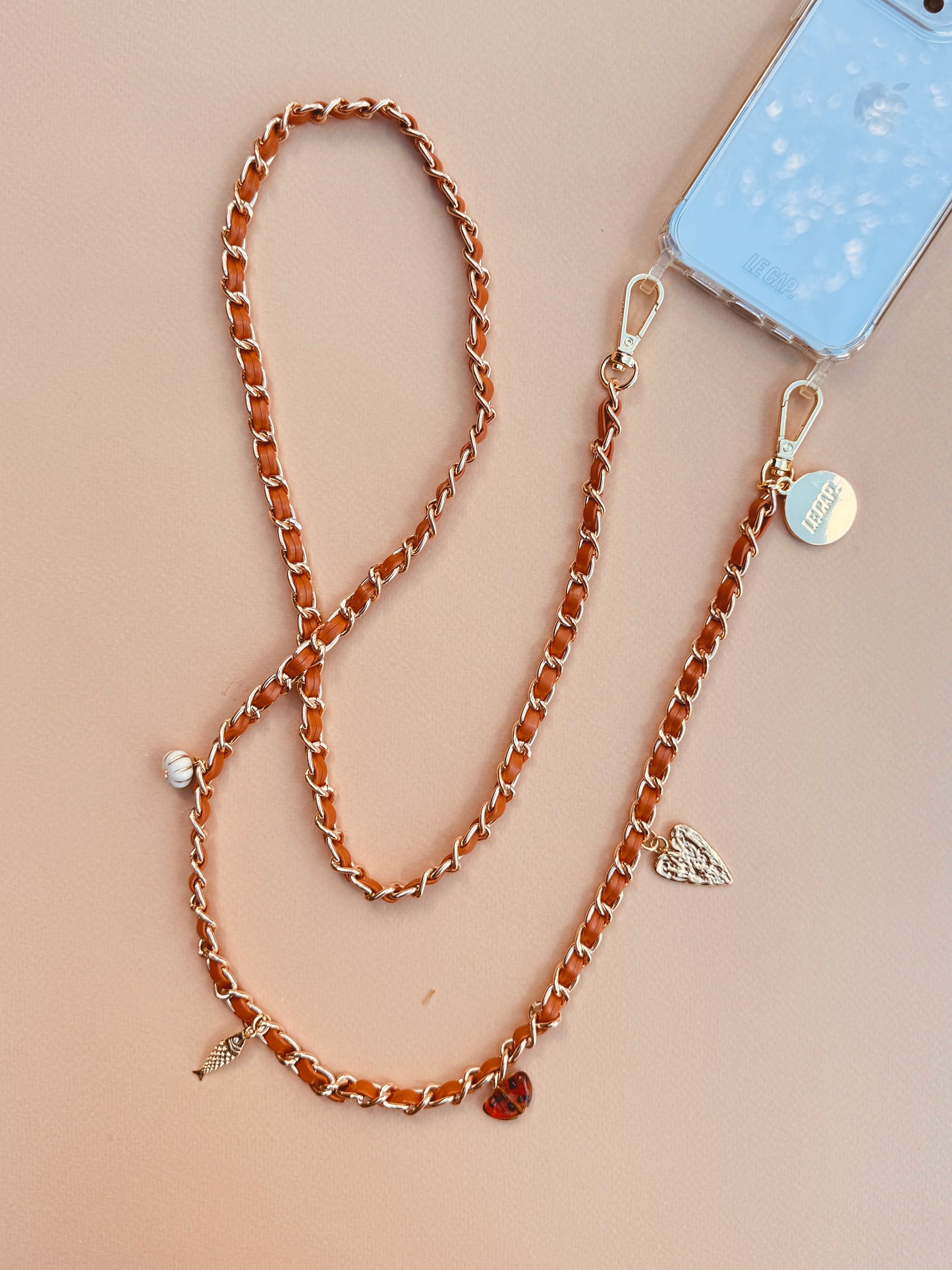Caramel Charm Chain Crossbody Phone Strap