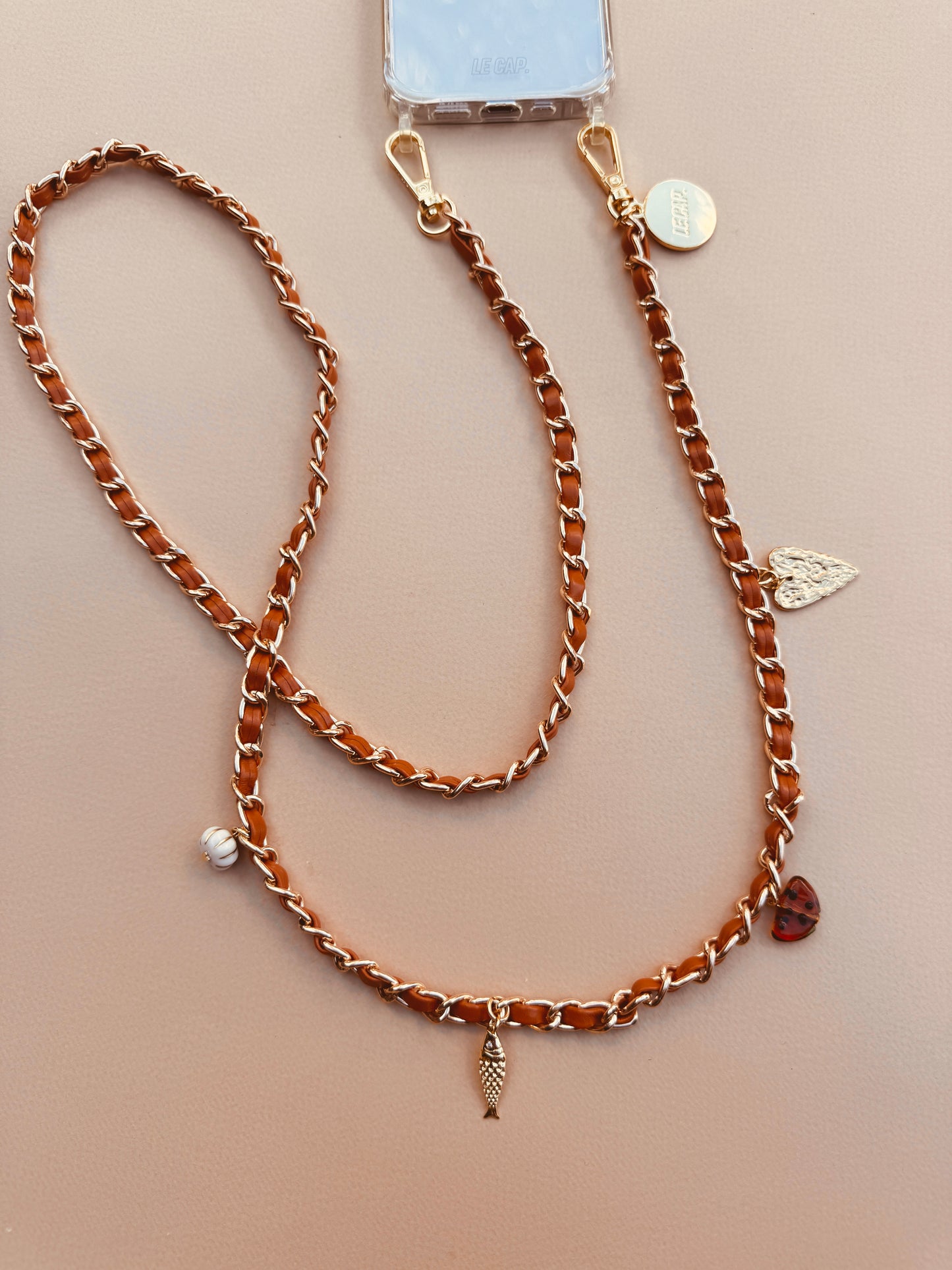 Caramel Charm Chain Crossbody Phone Strap