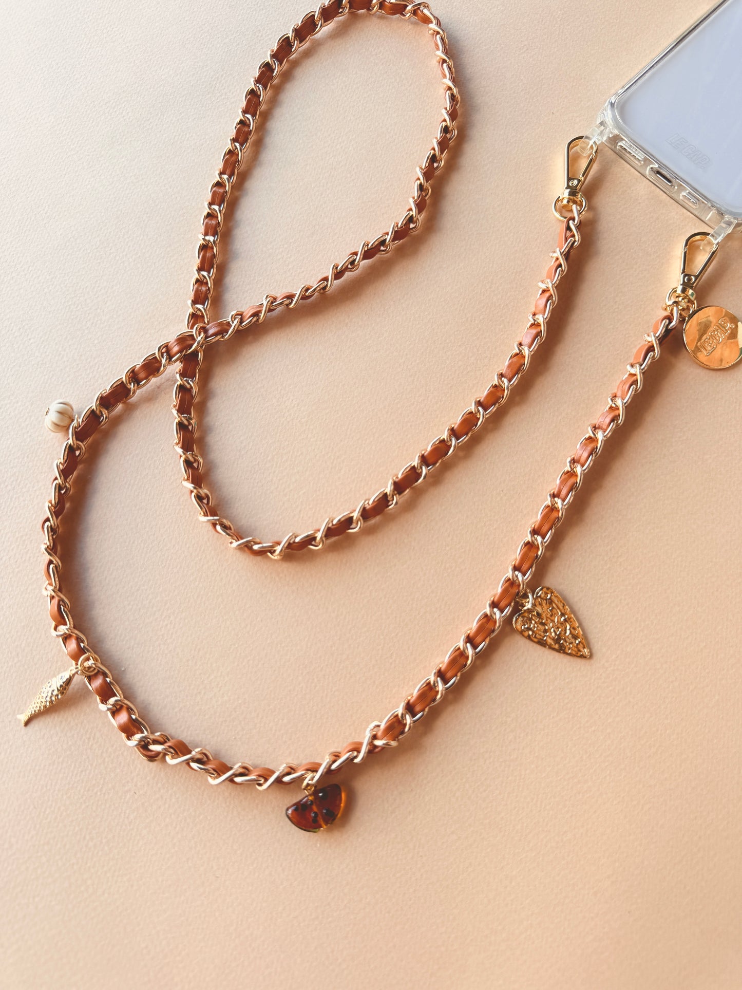 Caramel Charm Chain Crossbody Phone Strap
