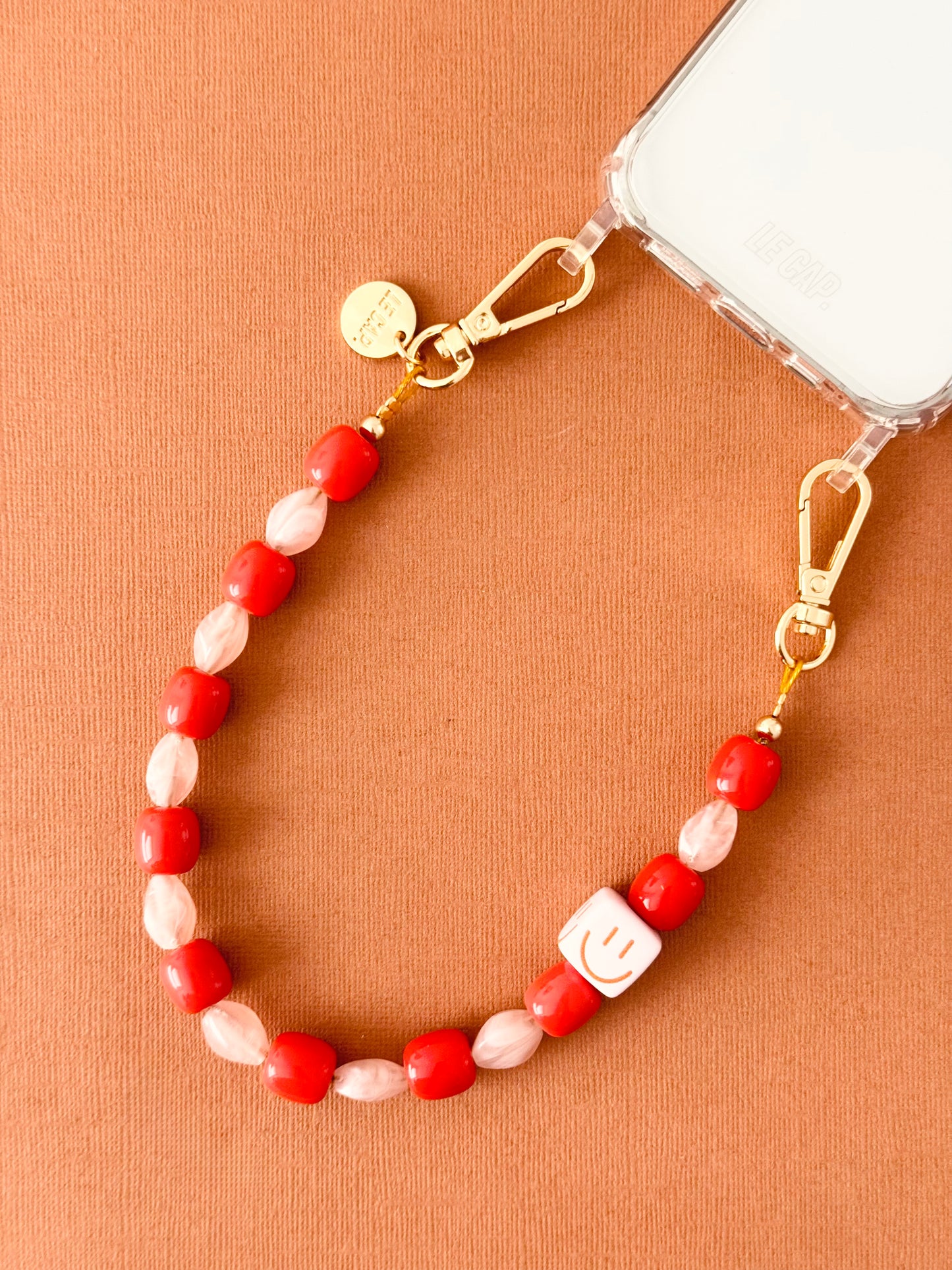 Bead Wristy Phone Strap - Candy Apple