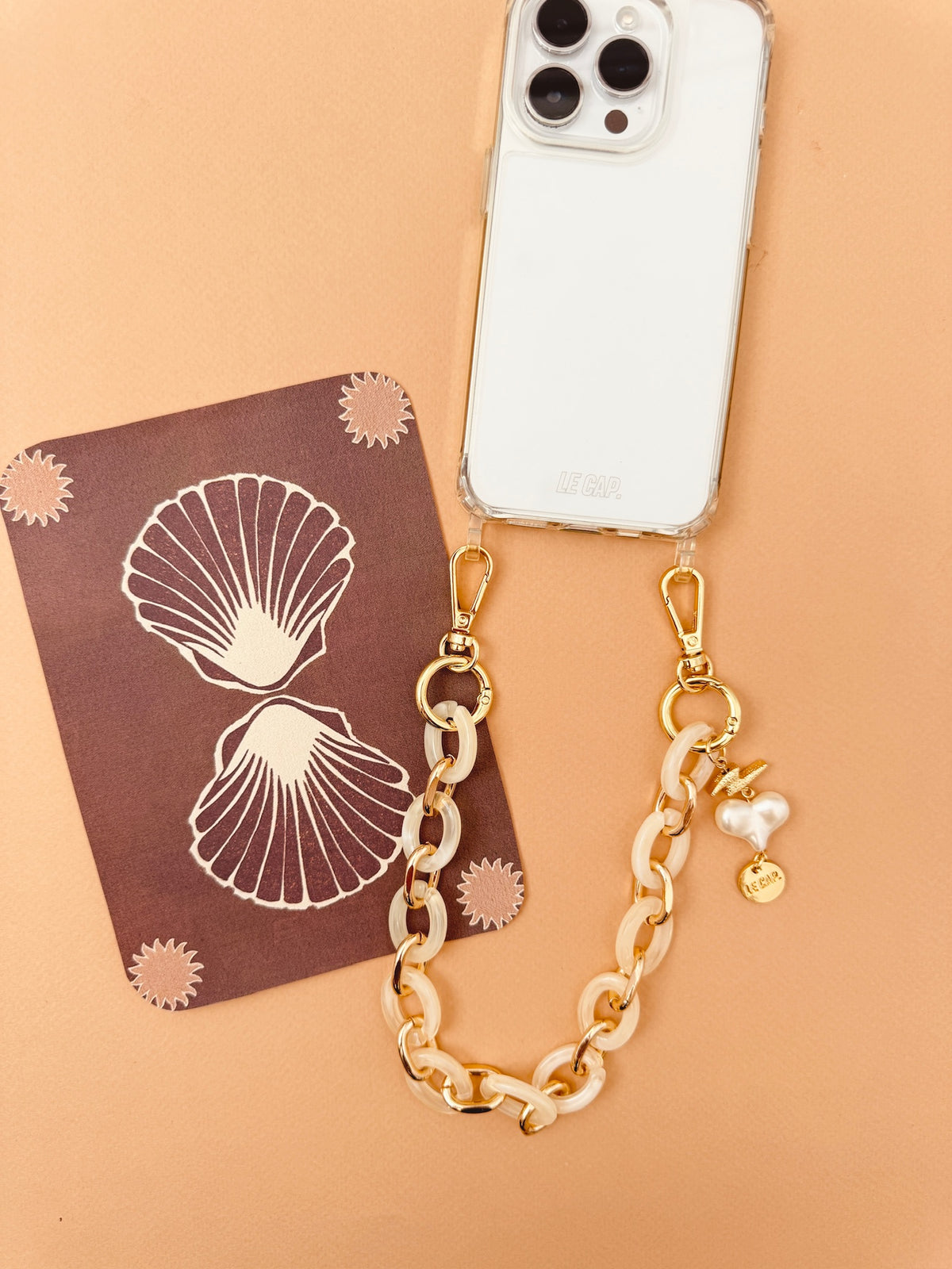 Marimba | Cream Toffee Super-light Acrylic & Metal Wristy Phone Strap