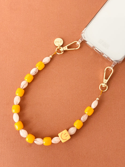 Beaded Wristy Phone Strap - Lemon Drop