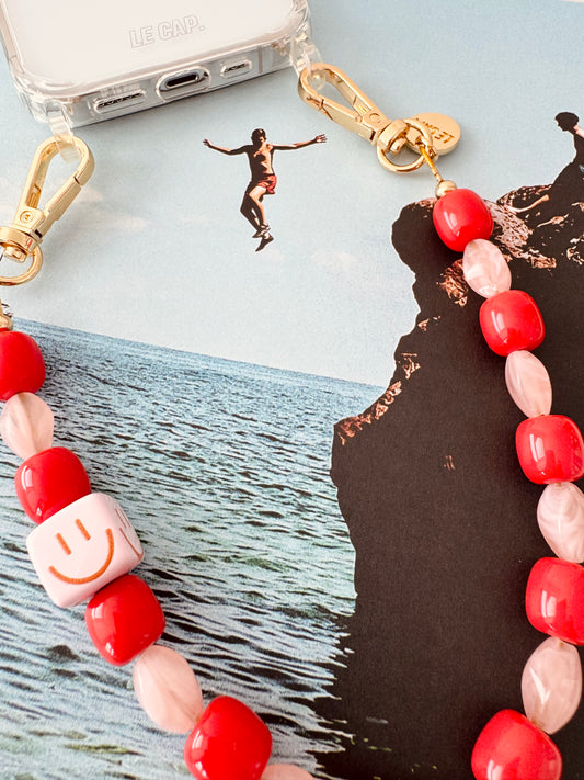 Bead Wristy Phone Strap - Candy Apple