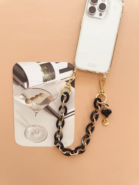 Samba | Black Super-light Acrylic & Metal Wristy Phone Strap