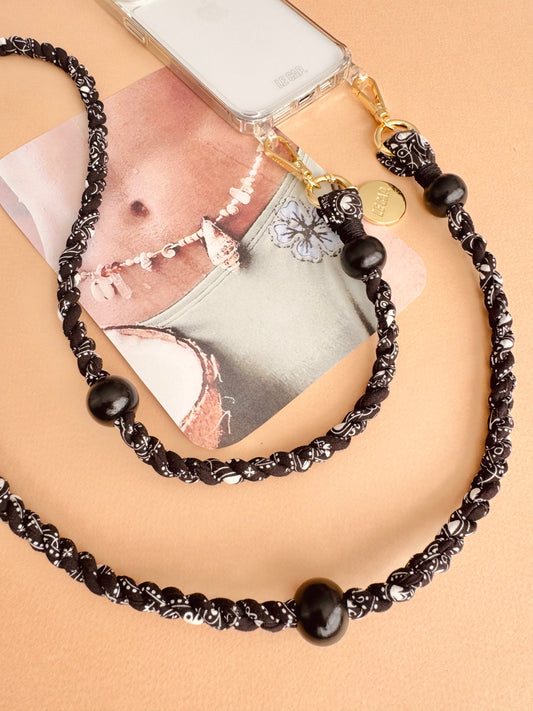 Black Bandana Crossbody Phone Strap