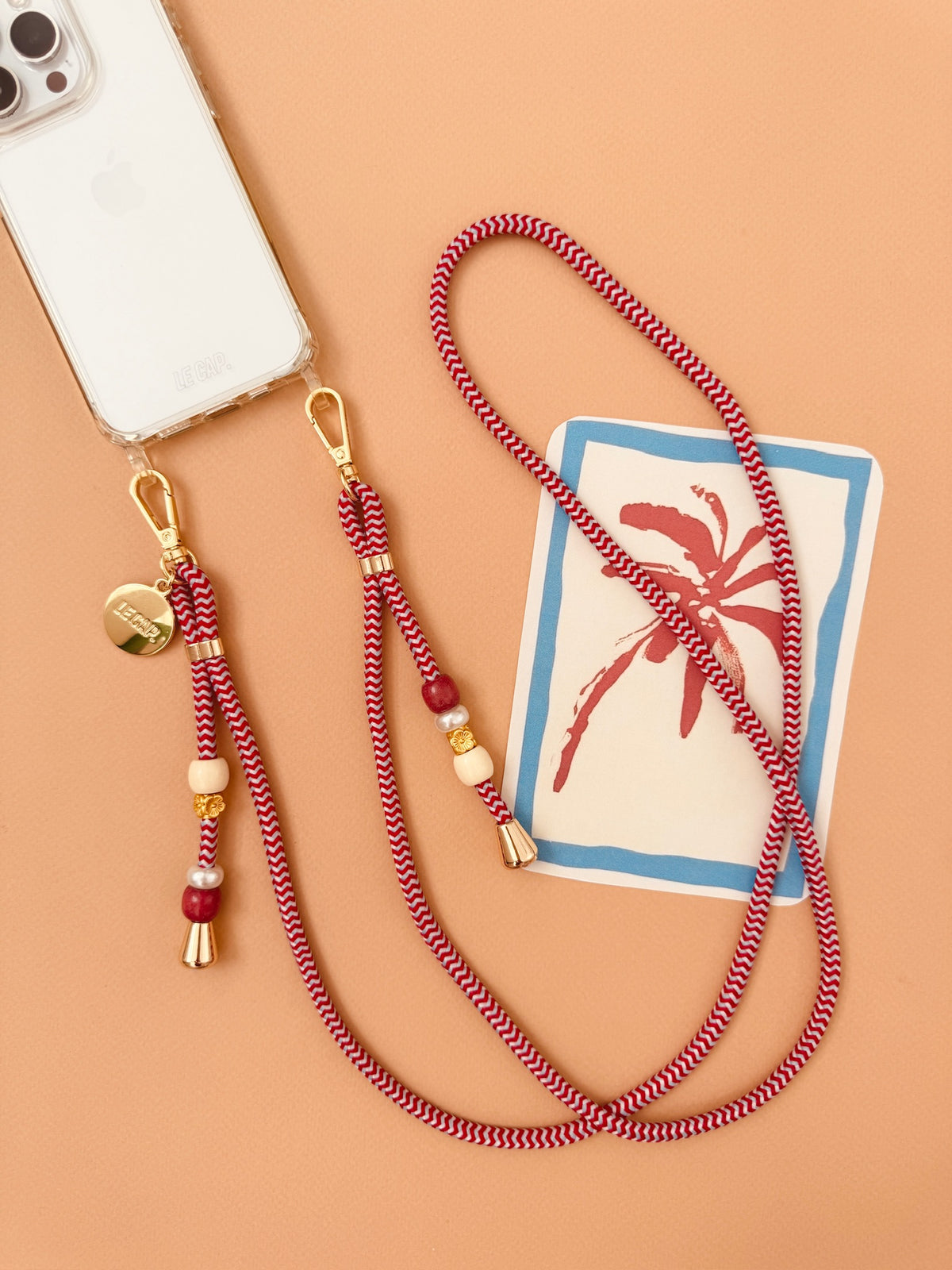 Chevron | Red & Pale Blue Crossbody Cord Strap