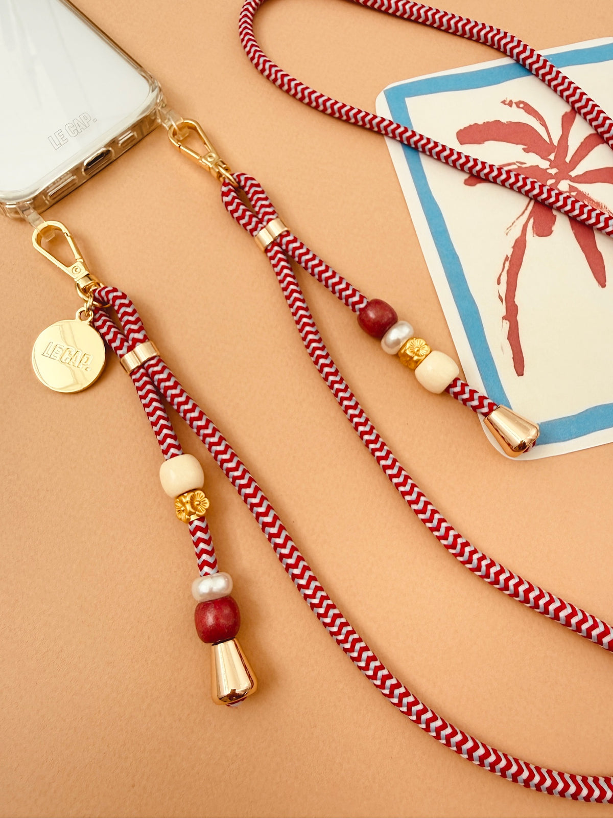 Chevron | Red & Pale Blue Crossbody Cord Strap