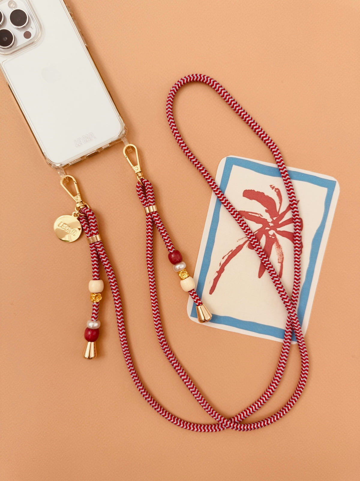 Chevron | Red & Pale Blue Crossbody Cord Strap