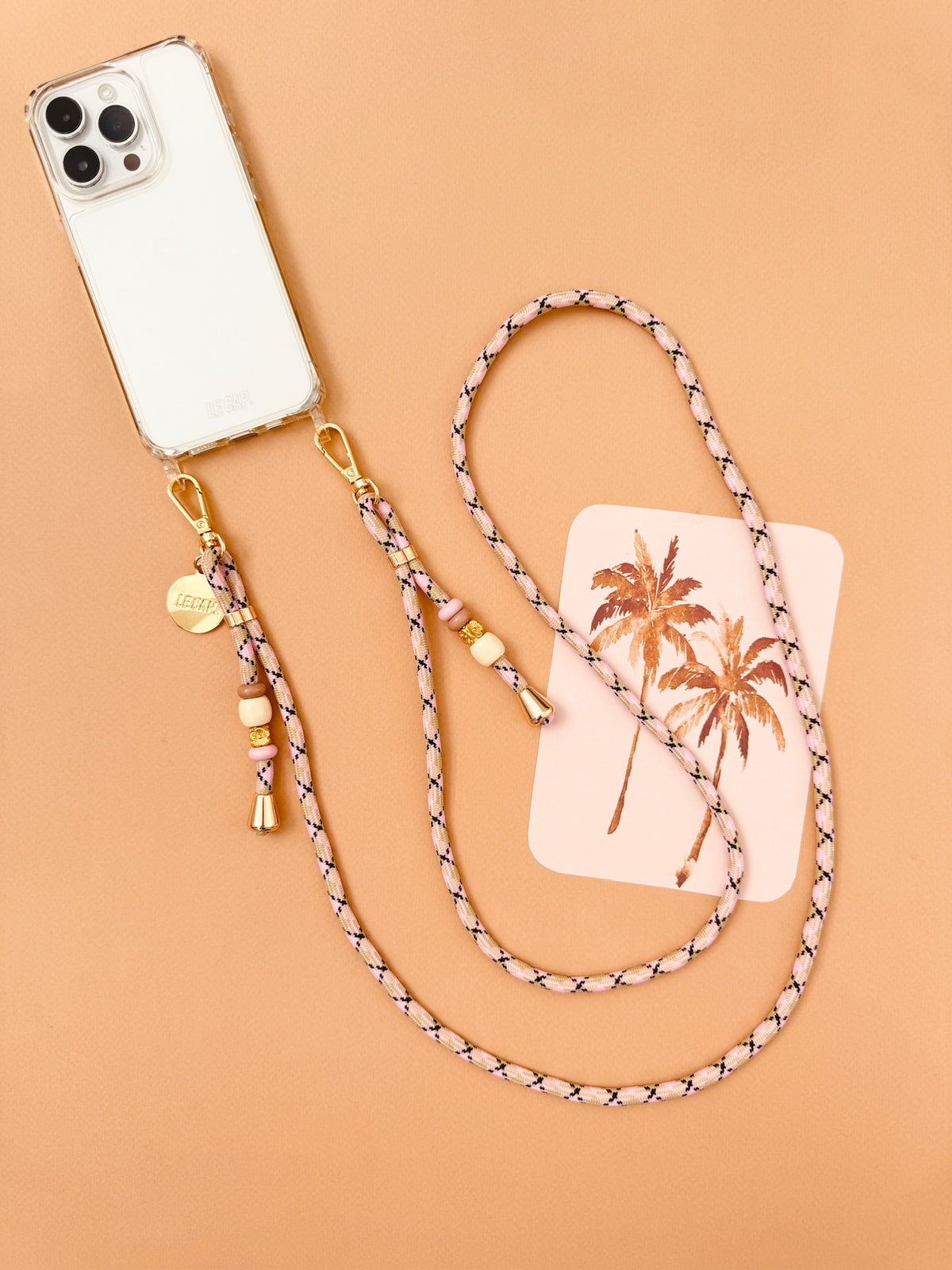 Maia | Beige Pink Black Crossbody Cord Strap