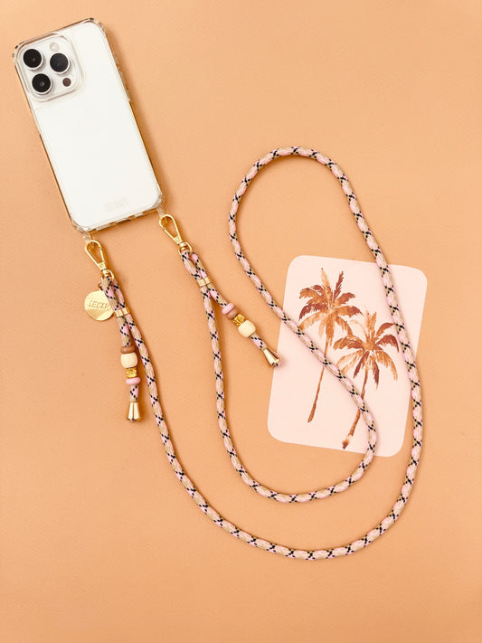 Maia | Beige Pink Black Crossbody Cord Strap