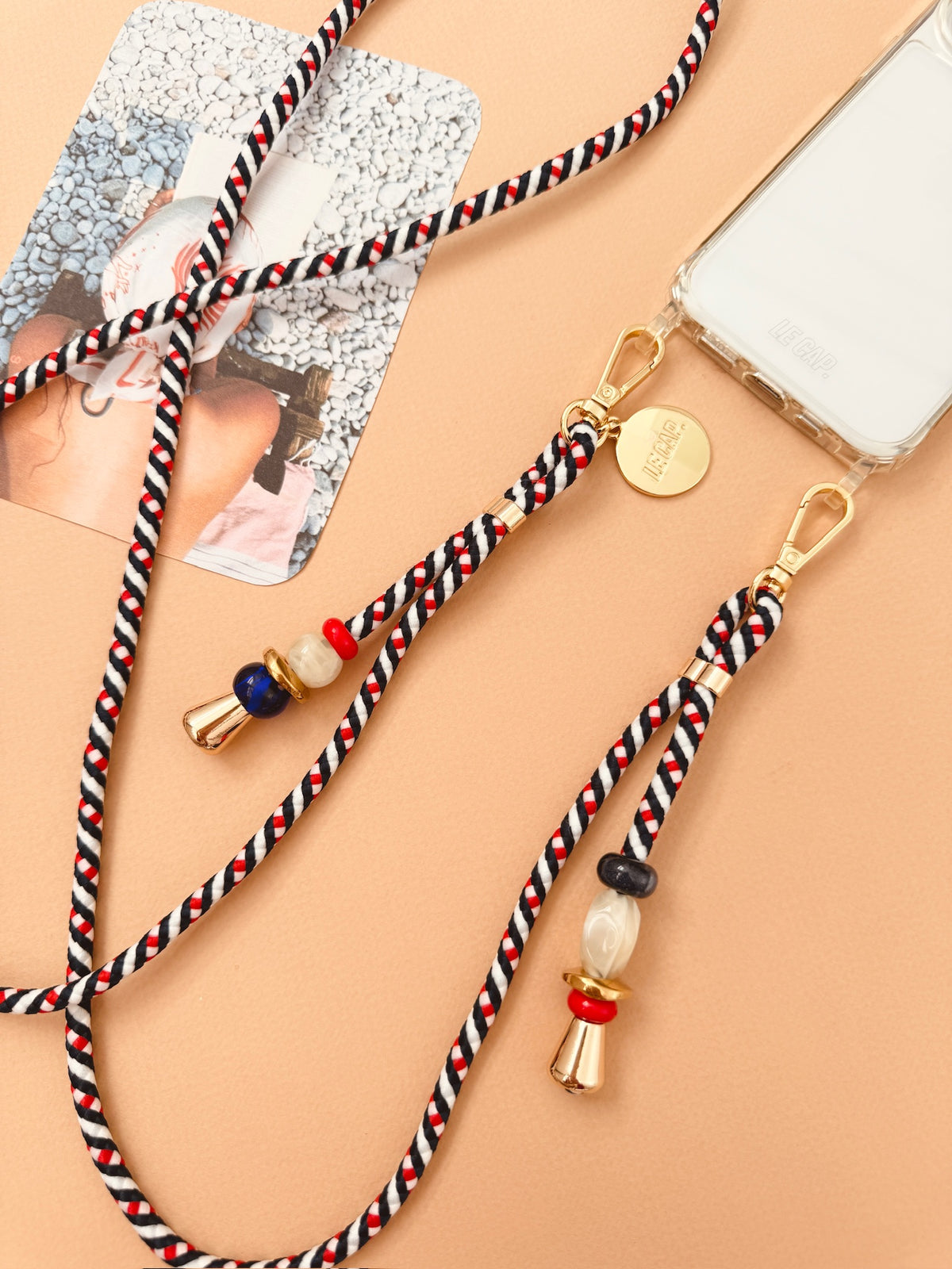 Capella | Navy Red White Crossbody Cord Strap