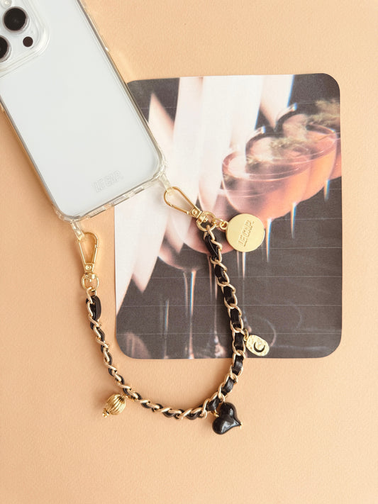 Black Charm Chain Wrist Phone Strap