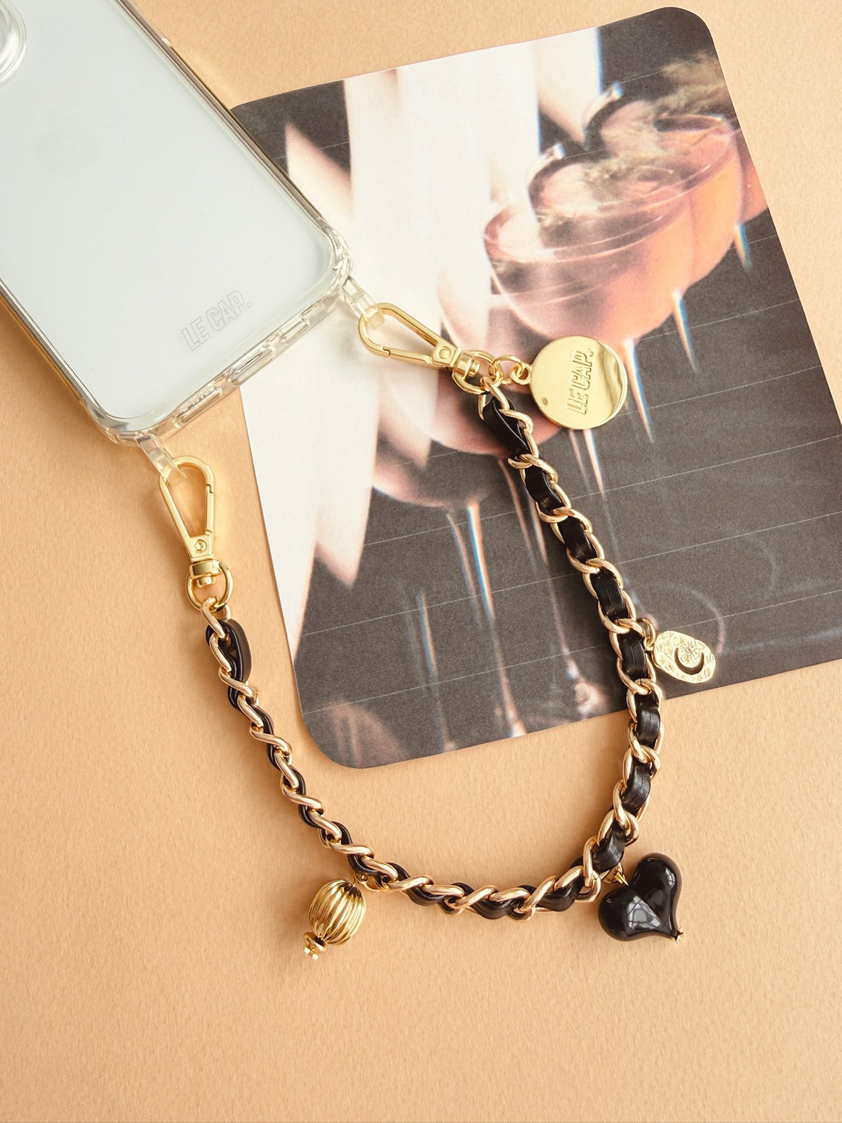 Black Charm Chain Wrist Phone Strap
