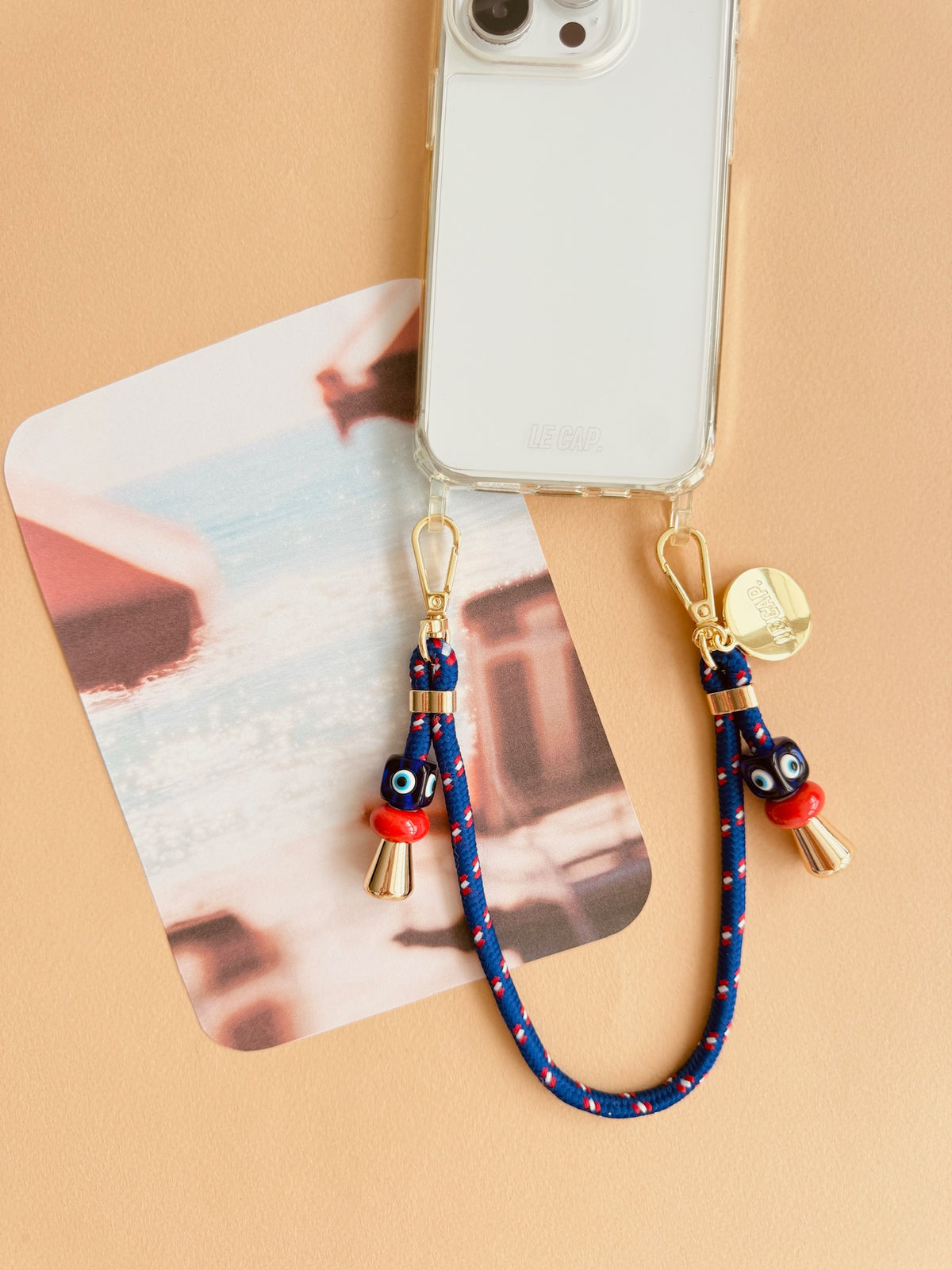 Katsiki | Blue, Red, White Paracord Wrist Phone Strap