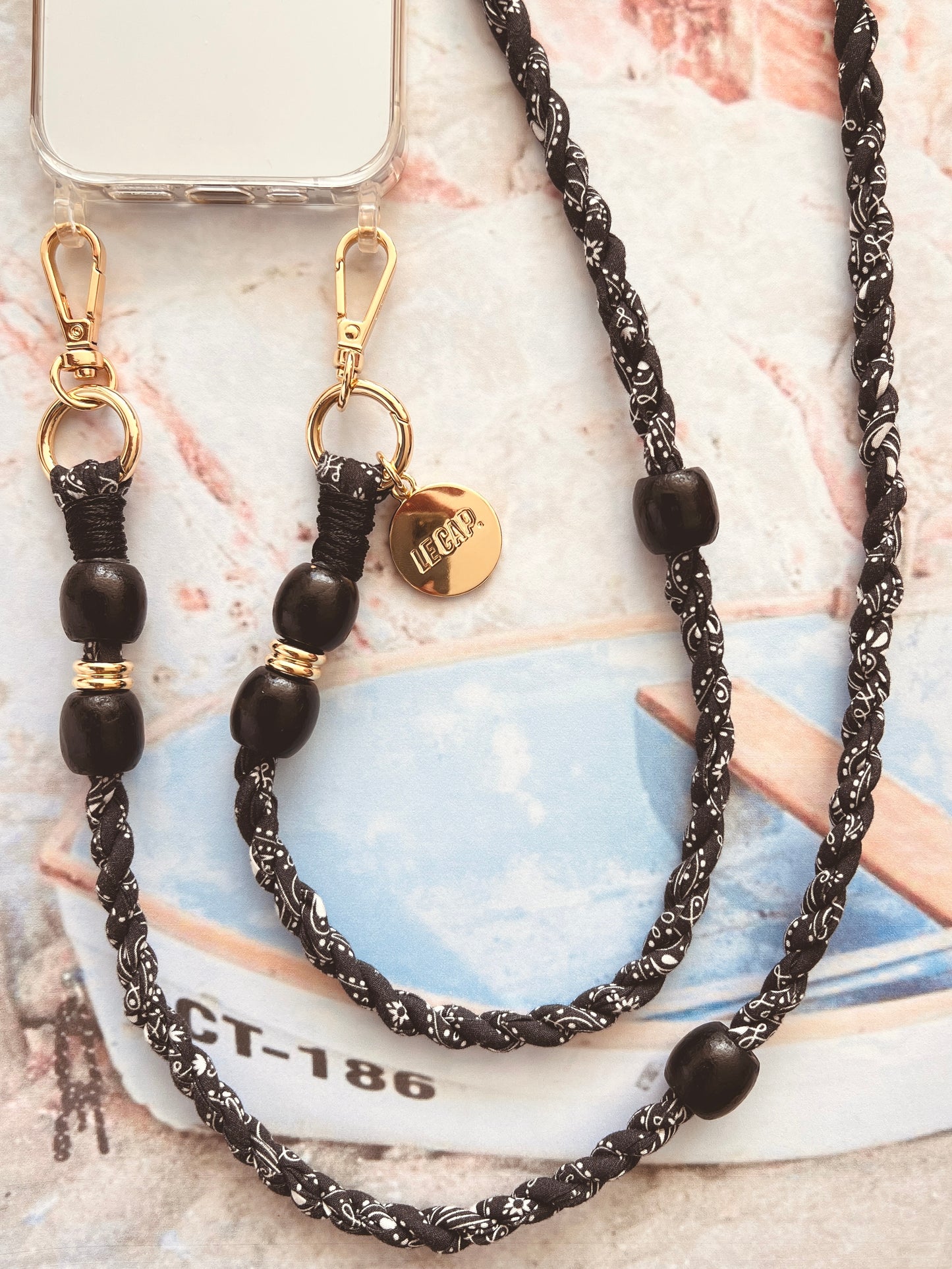 Black Bandana Crossbody Phone Strap