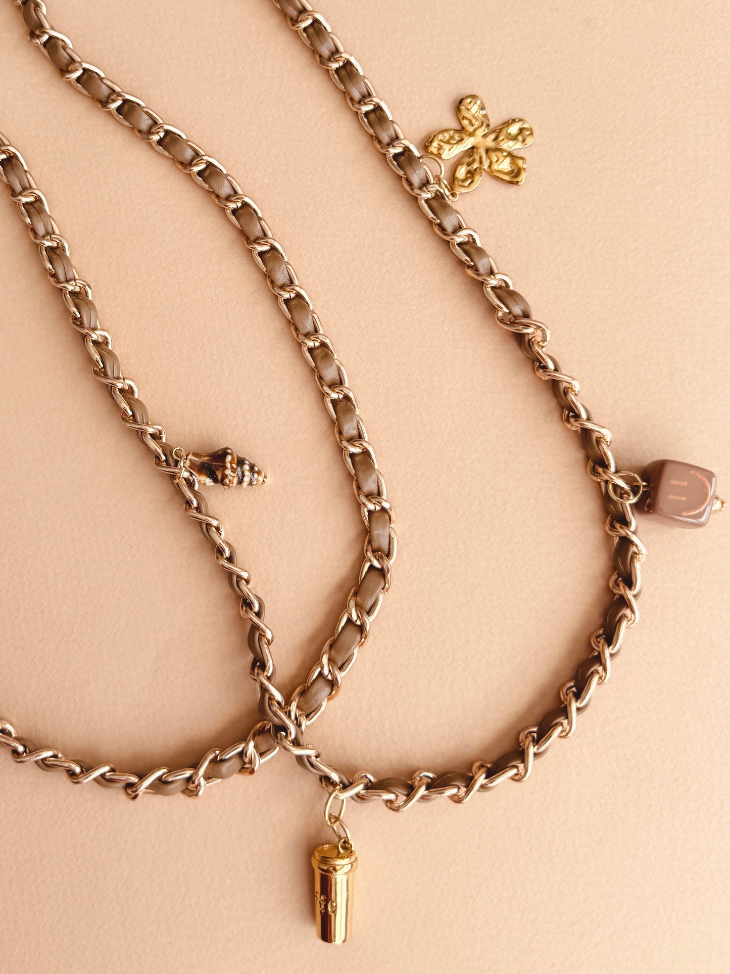 Le Cap Crossbody Chain Phone Strap Latte light brown tan colour